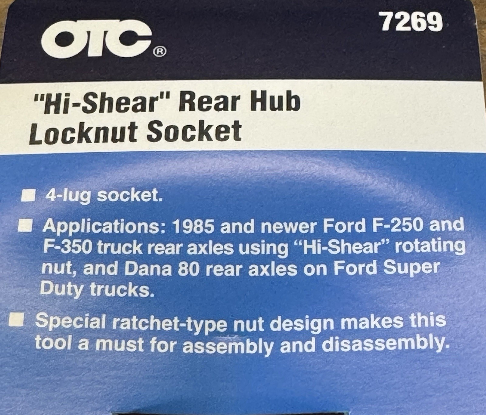 OTC 7269 HI-Shear Rear Hub Lock Nut Socket Made in USA