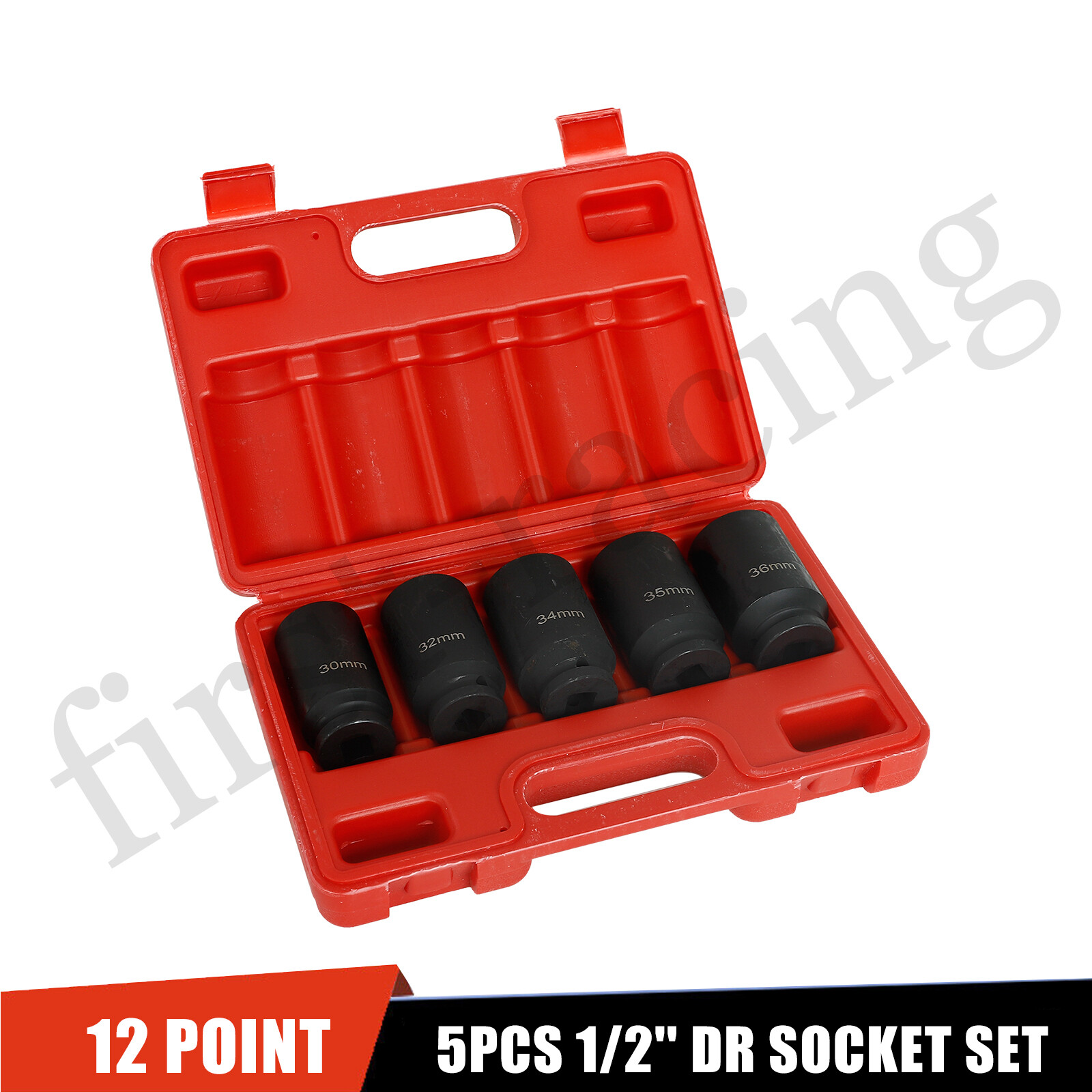 5pcs 12 Point Metric 1/2» Deep Spindle Axle Nut Socket Set 30 32 34 35 36mm