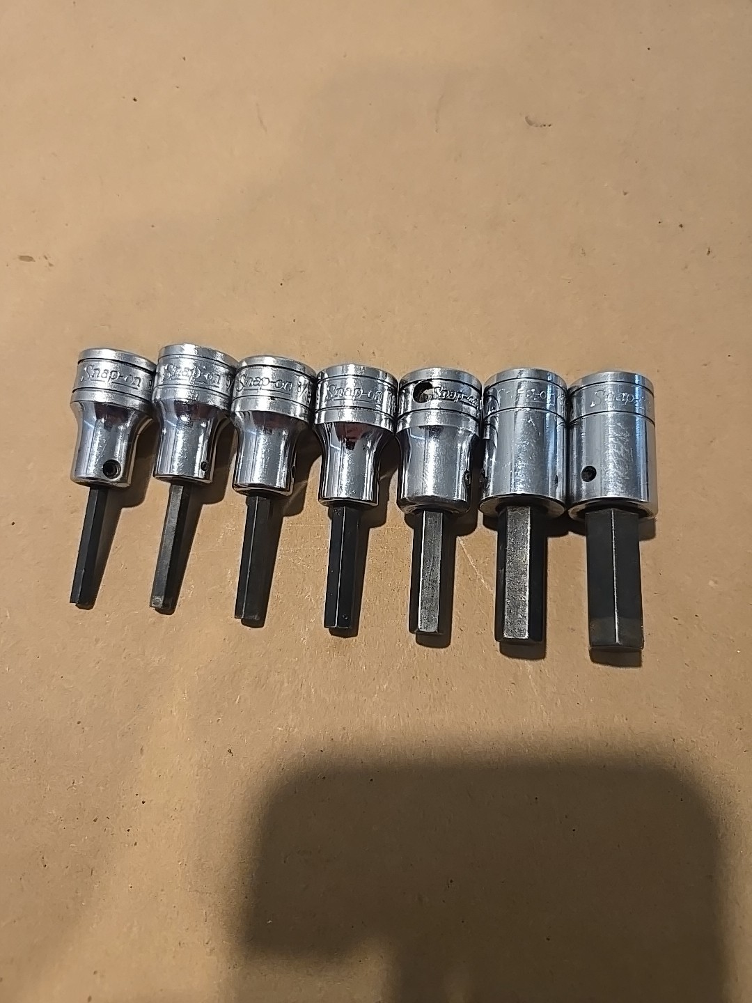 Snap On 3/8″ Drive 9/64″-3/8″ SAE Hex Bit Driver Sockets USA Lot Of 7