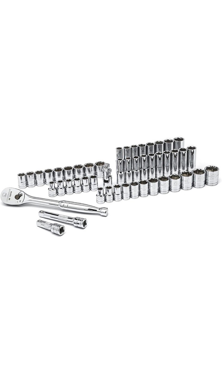 GEARWRENCH 49 Pc 1/2″ Dr 6Pt SAE/Metric Deep & Standard Socket Set KD80700D