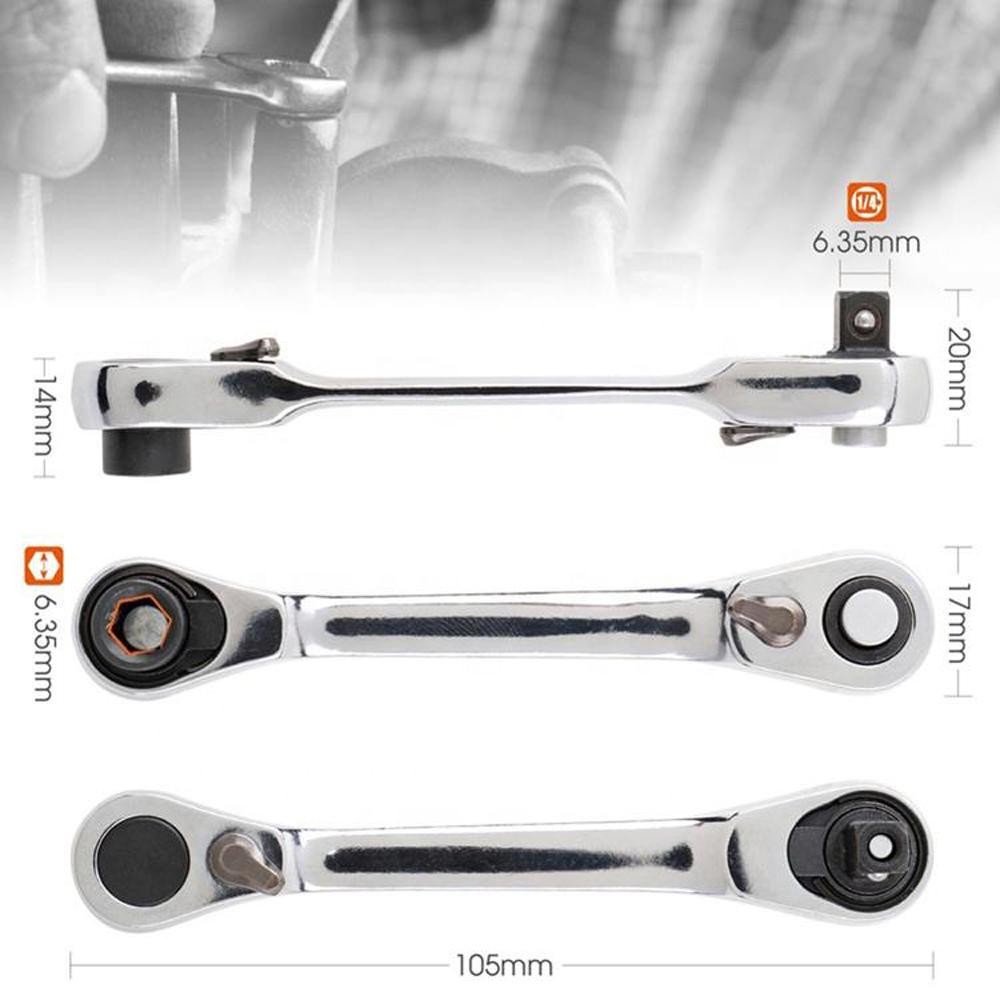 Mini Ratchet Wrench Double Ended Quick Socket Screwdriver Hex Torque Tool Hand