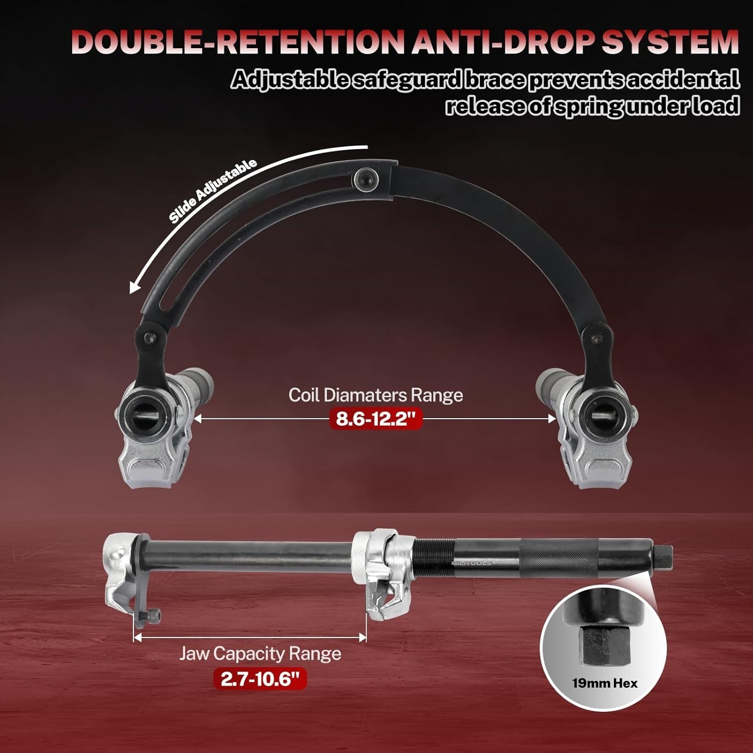 Reliable Macpherson Strut Spring Compressor Tool Set – Double Retention Safety