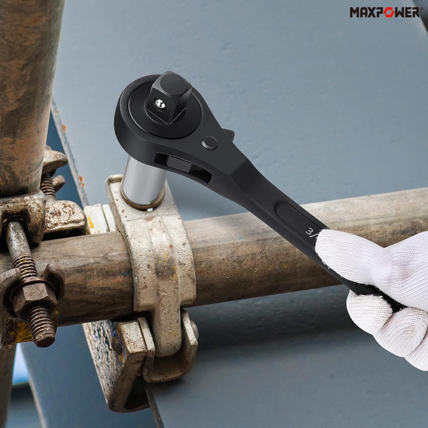 Dual Drive Head Ratchet Wrench, 1/2″ x 3/4″ Spud Ratchet 16 inch, 3/8″ x 1/2″