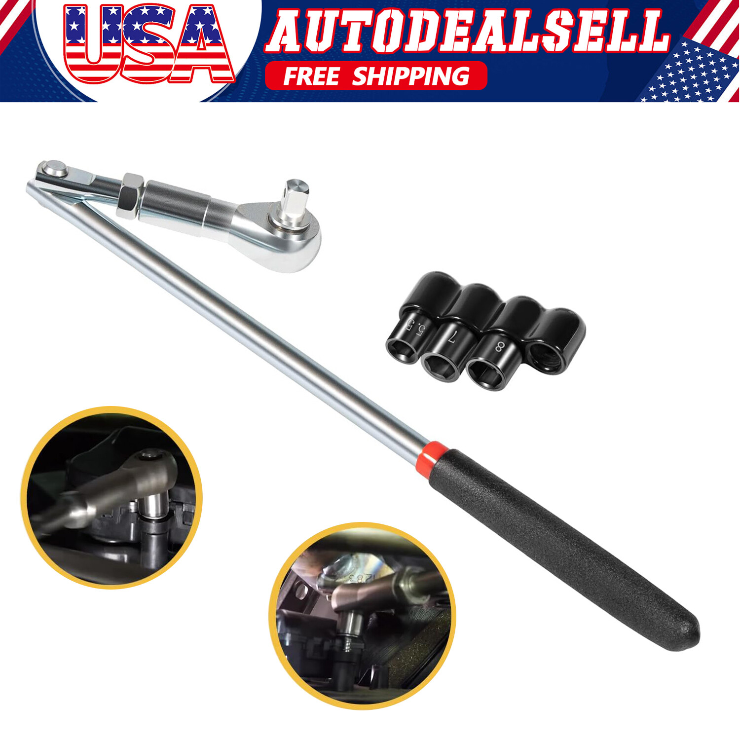 Actuator Motor Tool Set 64180 W/5.5mm 7mm 8mm Socket & 1/4″ Square Drive Adapter