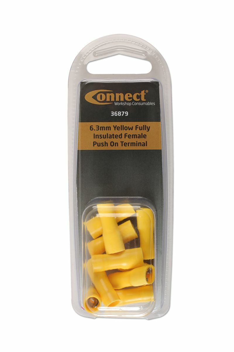 Connect 36879 6.3mm Yellow Fully Insulated Female Push On Terminal Pk 10