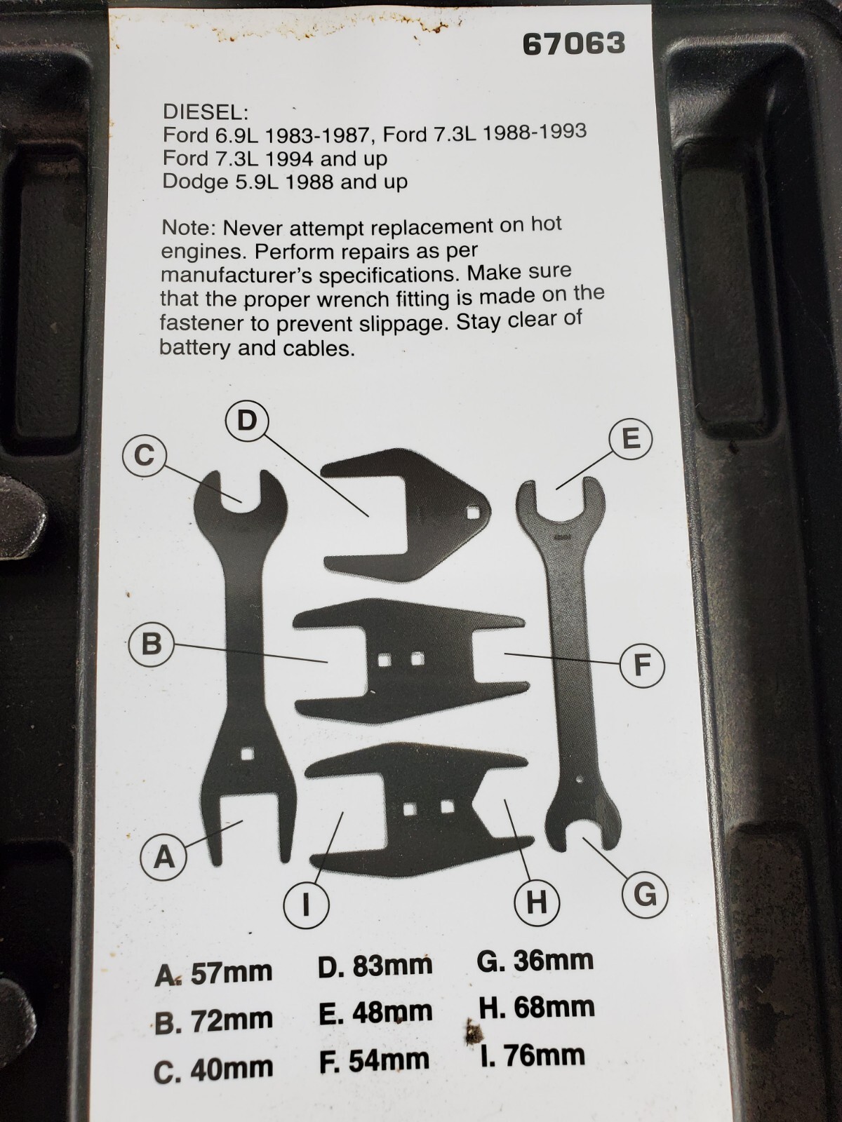 EverTough 9-Piece Set in case Fan Clutch Wrench Set 67063 Complete