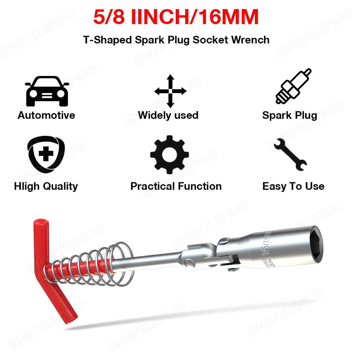 Spark Plug Socket Wrench 5/8″ 16mm Remover Installer t-handle Universal Joint