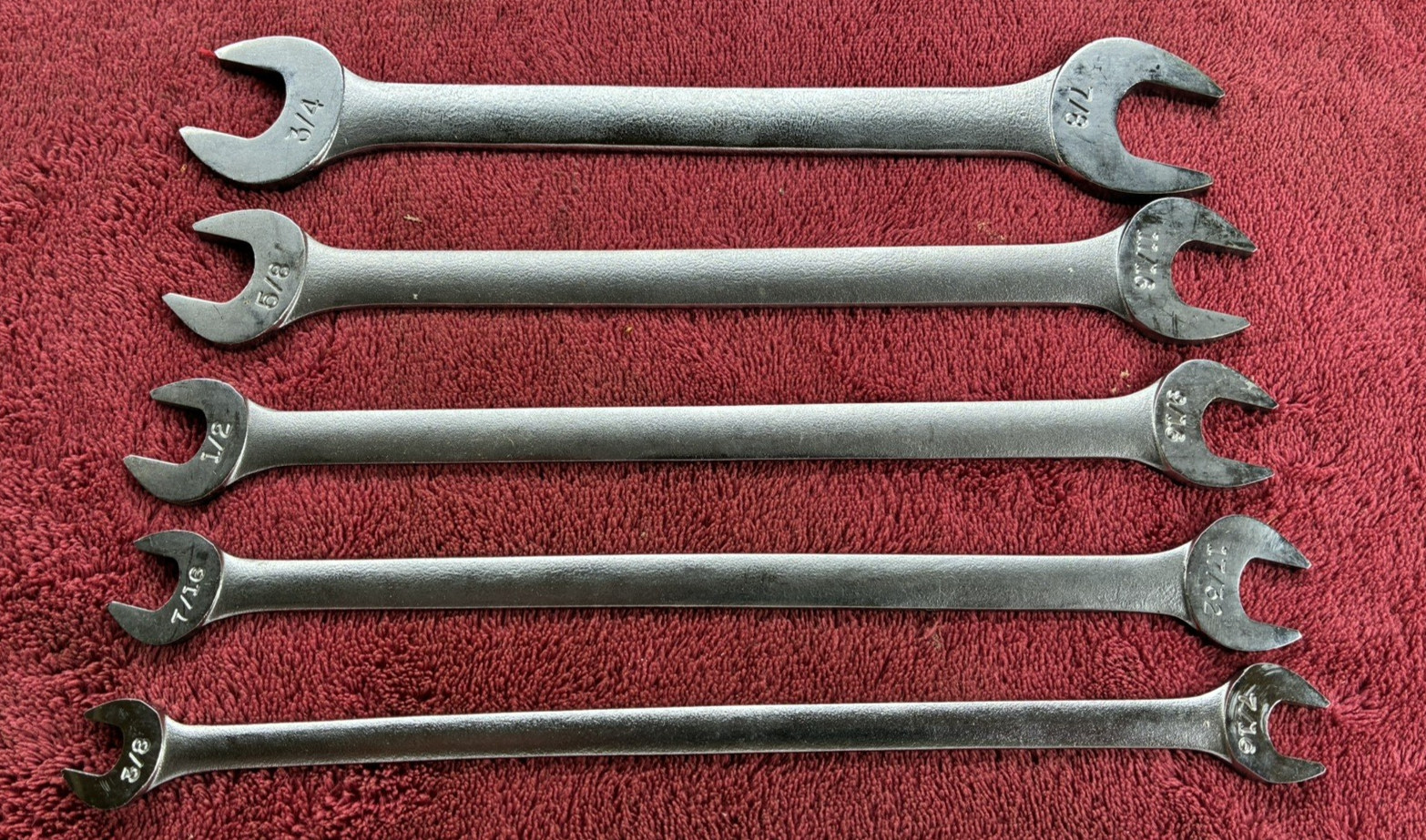 Vtg. Craftsman 5 Pc. Tappet Open End Wrench Set 3/8 to 7/8″ V-Series–Free Ship