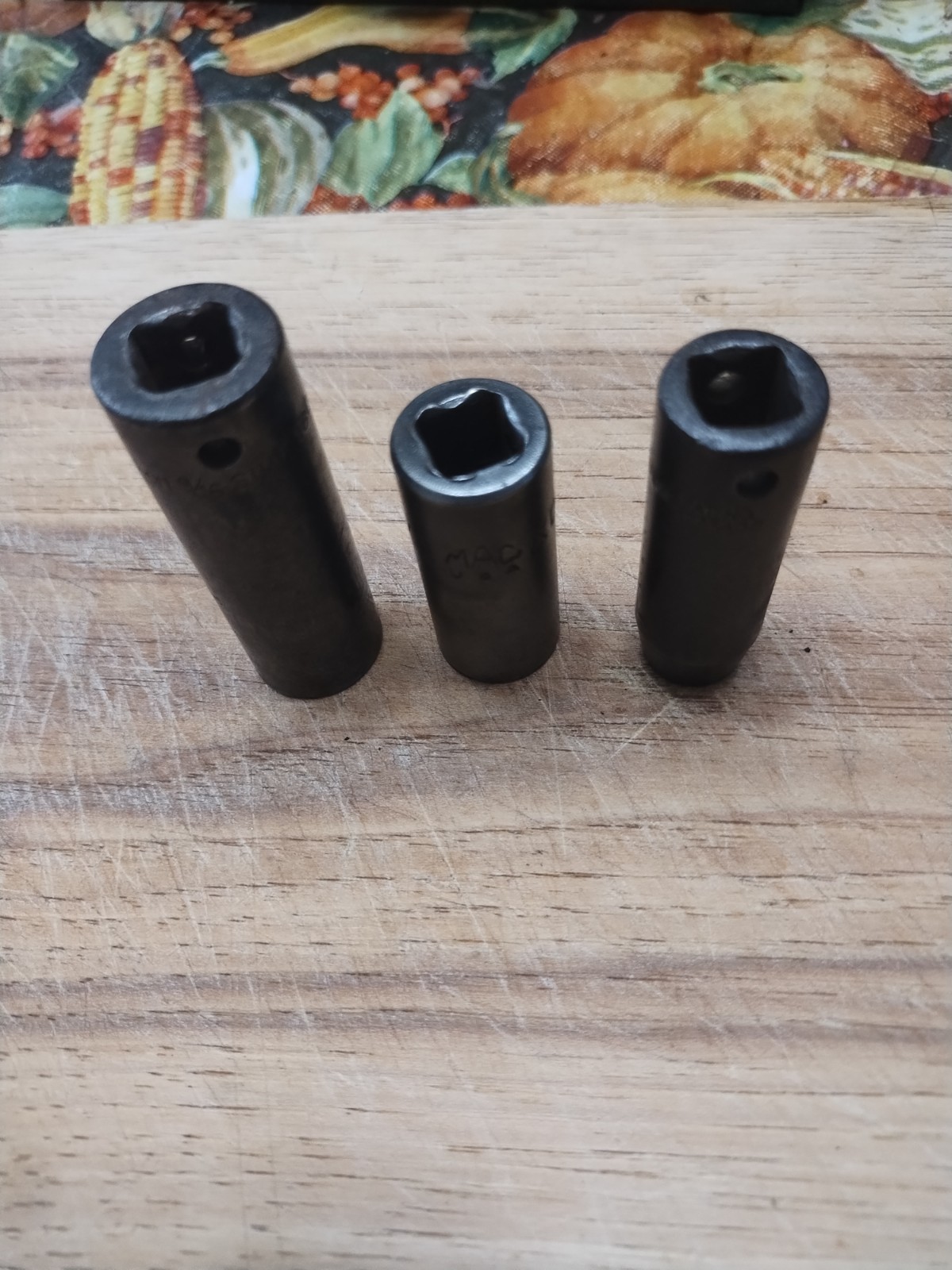 Three Snap On And Mac 3/8″ Drive, 6 Point Deep Impact Sockets. 3/8″, 1/2″, 9/16″