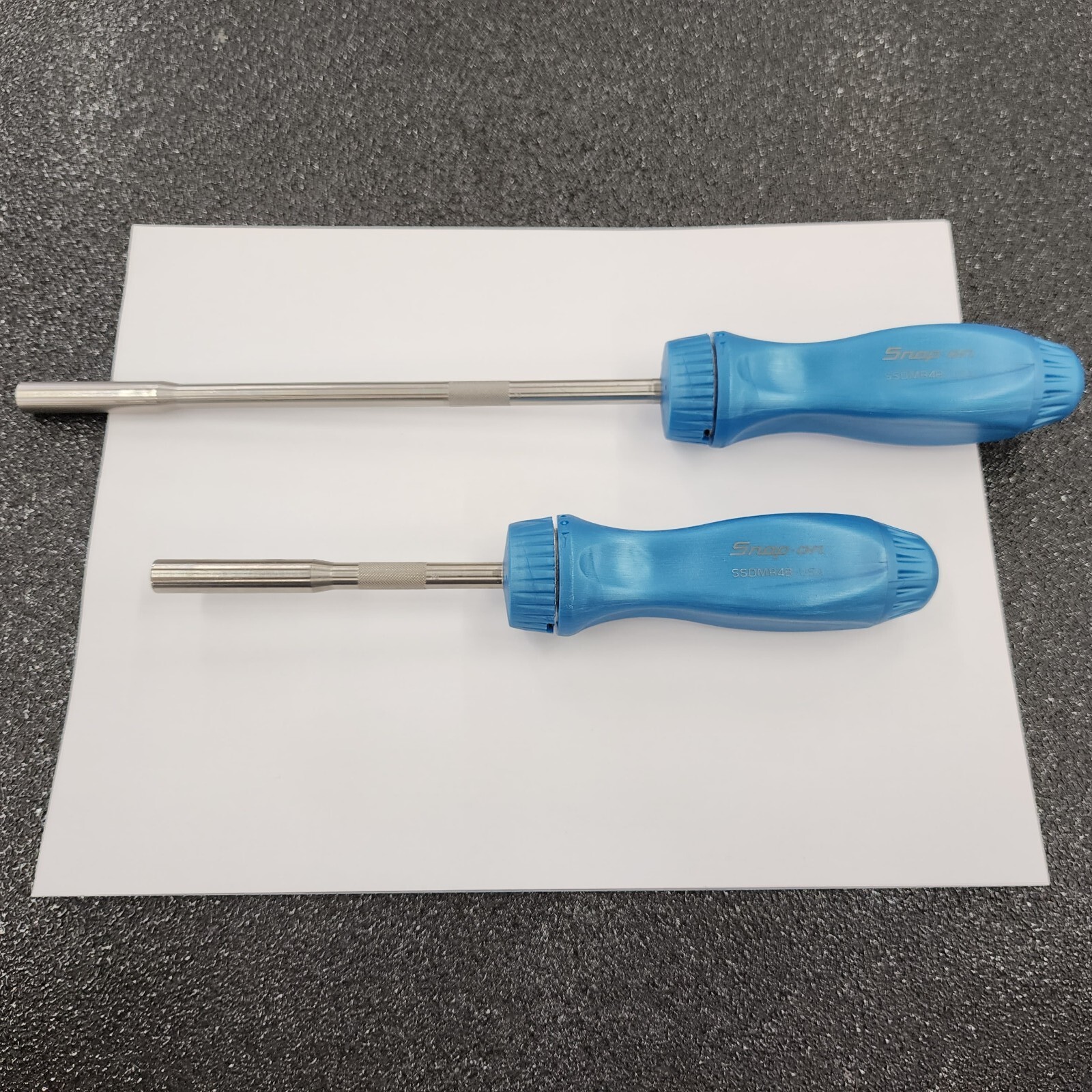 Snap-on Tools NEW 2pc PEARL BLUE Ratcheting Screwdriver Set SSDMR4BPB SSDMR8APB