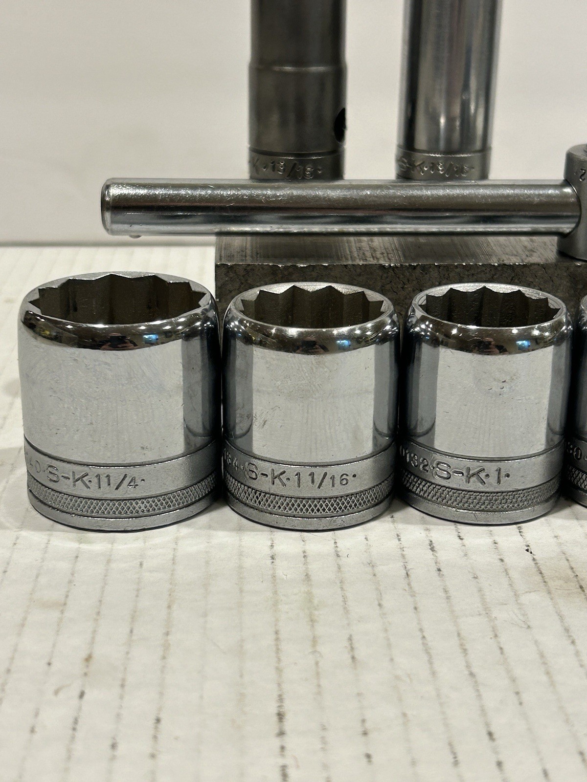 Vintage S-K SK Tools Socket Set W/Breaker Bar 9/16 ~ 1-1/4 SAE USA 1/2” Drive
