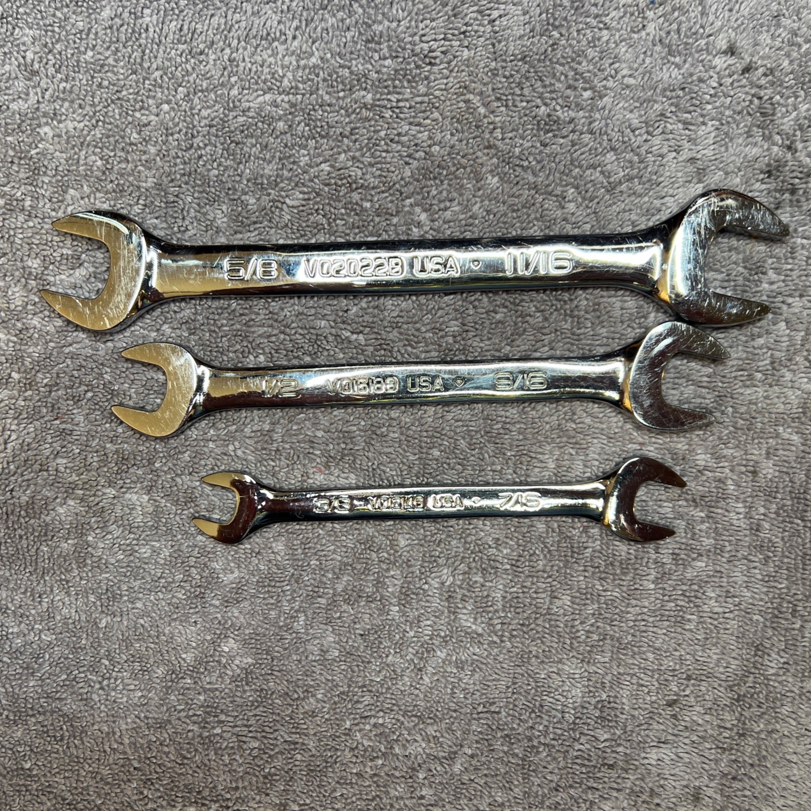 Excellent Snap-On Open-End Wrench Set 3/8″ to 11/16″ VO1214B VO1618B VO2022B 3pc