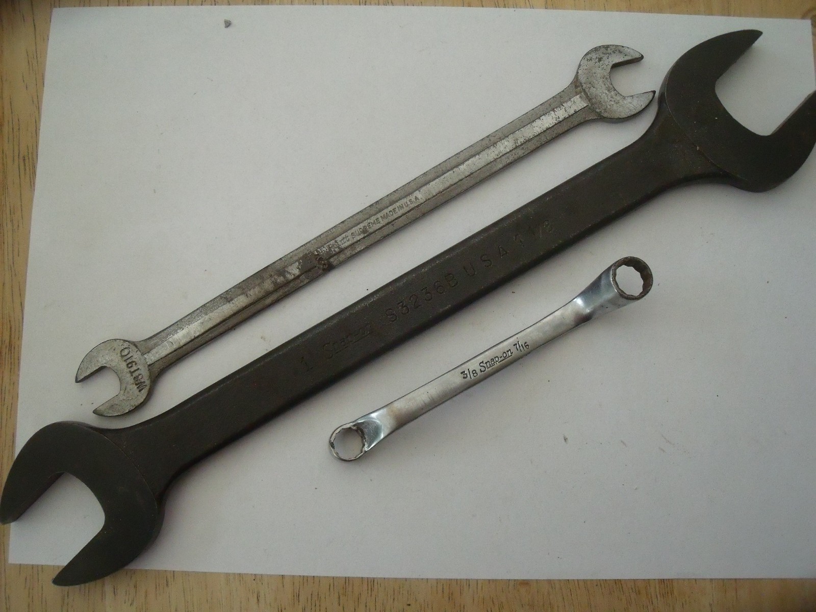 2 x Snap on & a Blue point spanner S3236B 1″ x 1-1/8, XS01214 3/8x 7/16, WST910
