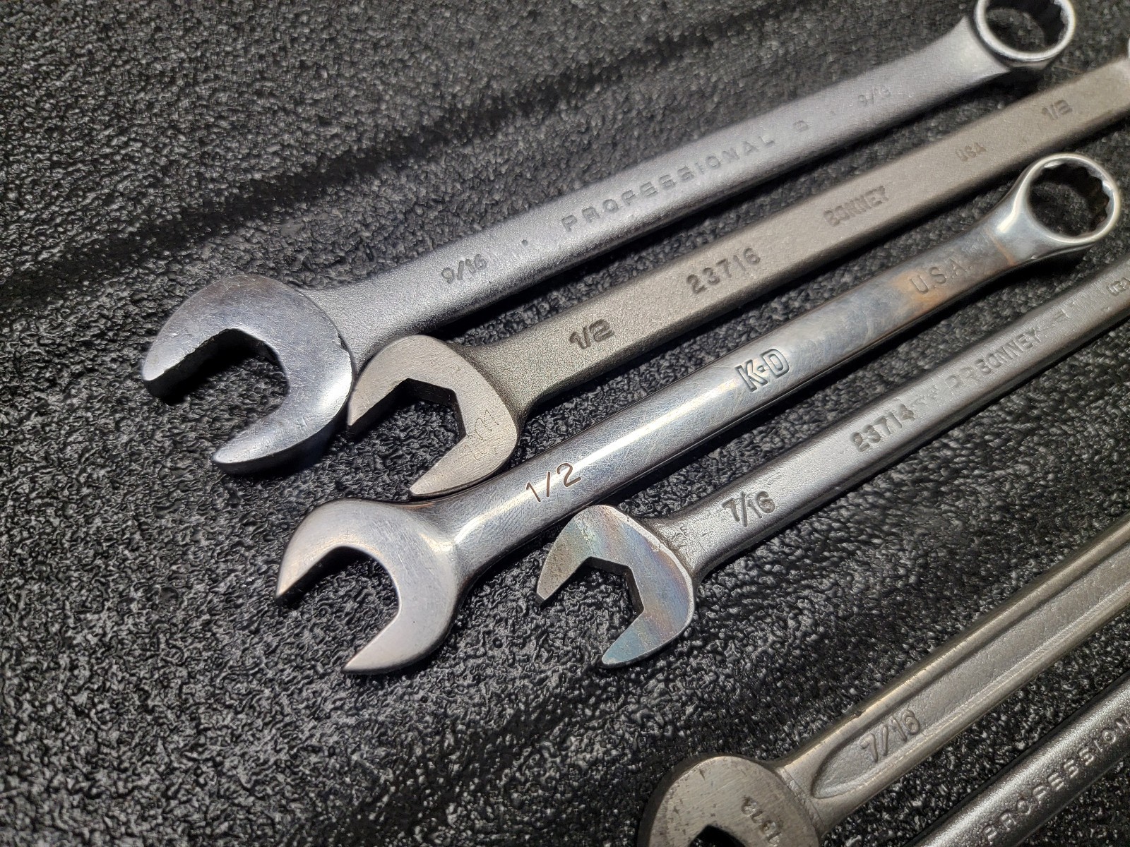 Vintage USA SAE combination wrench lot Proto Bonney K-D Indestro 8 Piece