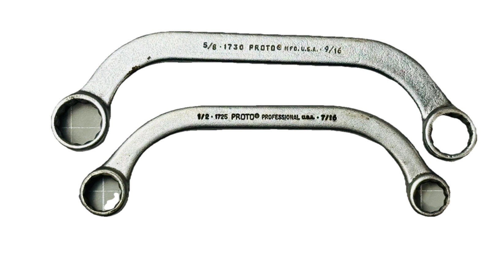 Proto Tools Obstruction Moon Wrench Set 2pc # 1730 5/8×9/16 & 1725 1/2×7/16 USA