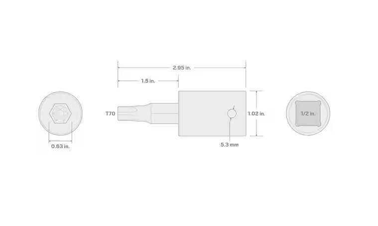 TEKTON 1/2 Inch Drive x T70 Torx Impact Bit Socket | SIB24270