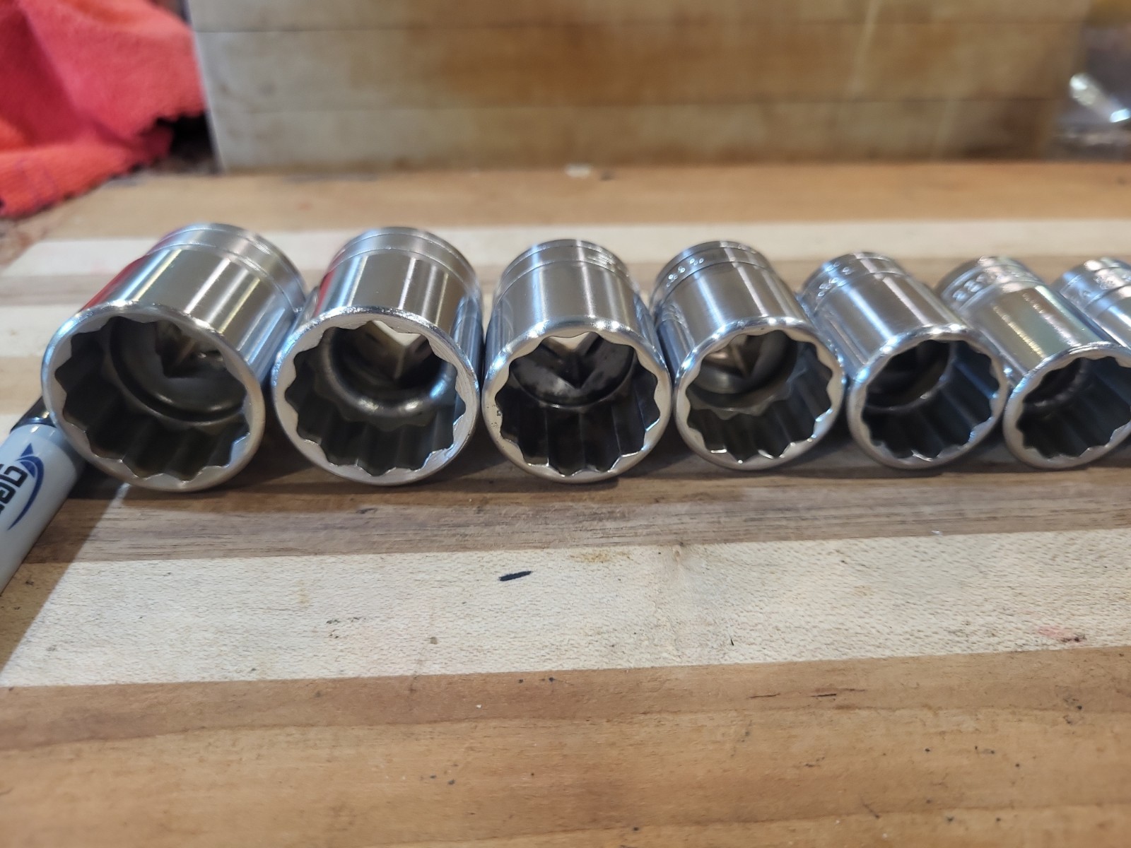 Snap On 10 Pc. 1/2″ Drive 12 Pt SAE Shallow Socket Set 7/16″-1″ SW 141-SW321