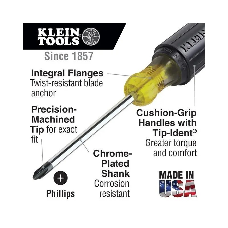 Klein Tools 604-3 #0 Phillips Mini Screwdriver with 3 inch Round Shank