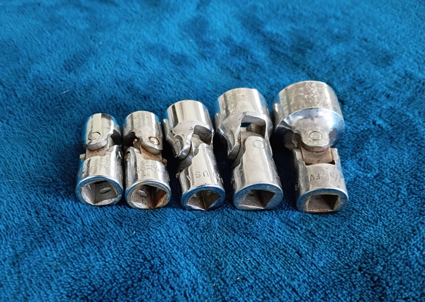 Snap-on Swivel Socket Set 3/8” Drive 7/16” to 7/8” 12 Point 5 pieces USA FVU.