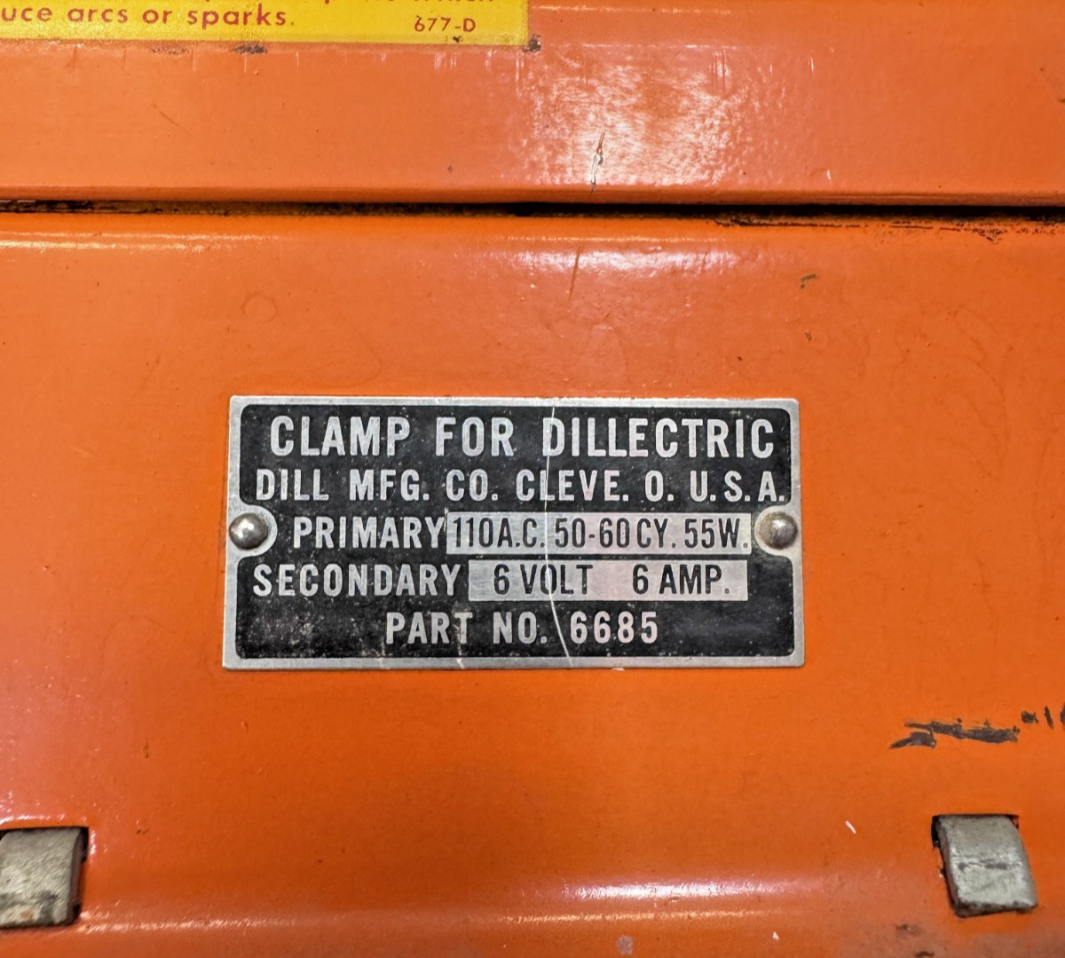 CLAMP FOR DILLECTRIC, DILL MFG. U.S.A, PART NO. 6685, TIRE TUBE PATCH, UNTESTED