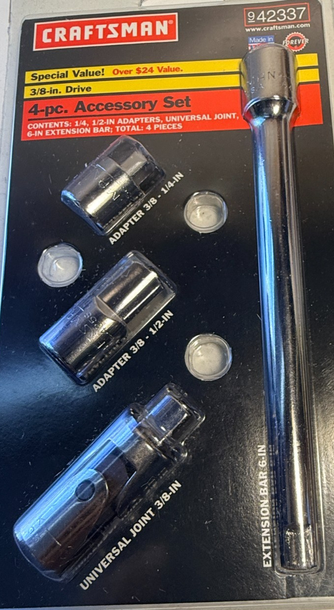 SEARS Craftsman 3/8in. Drive 4-pc. Adapter U-Joint Accessory Set 42337 USA NOS