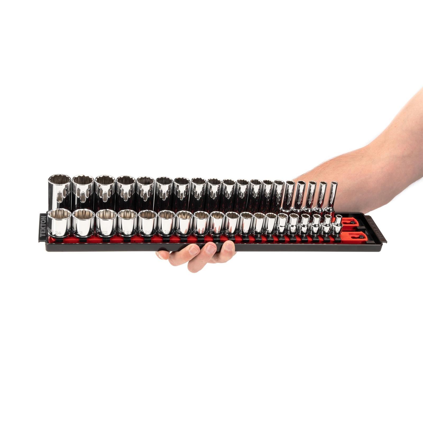 Tekton SHD91221 3/8″ Drive 12-Point Socket Set, 68-Piece