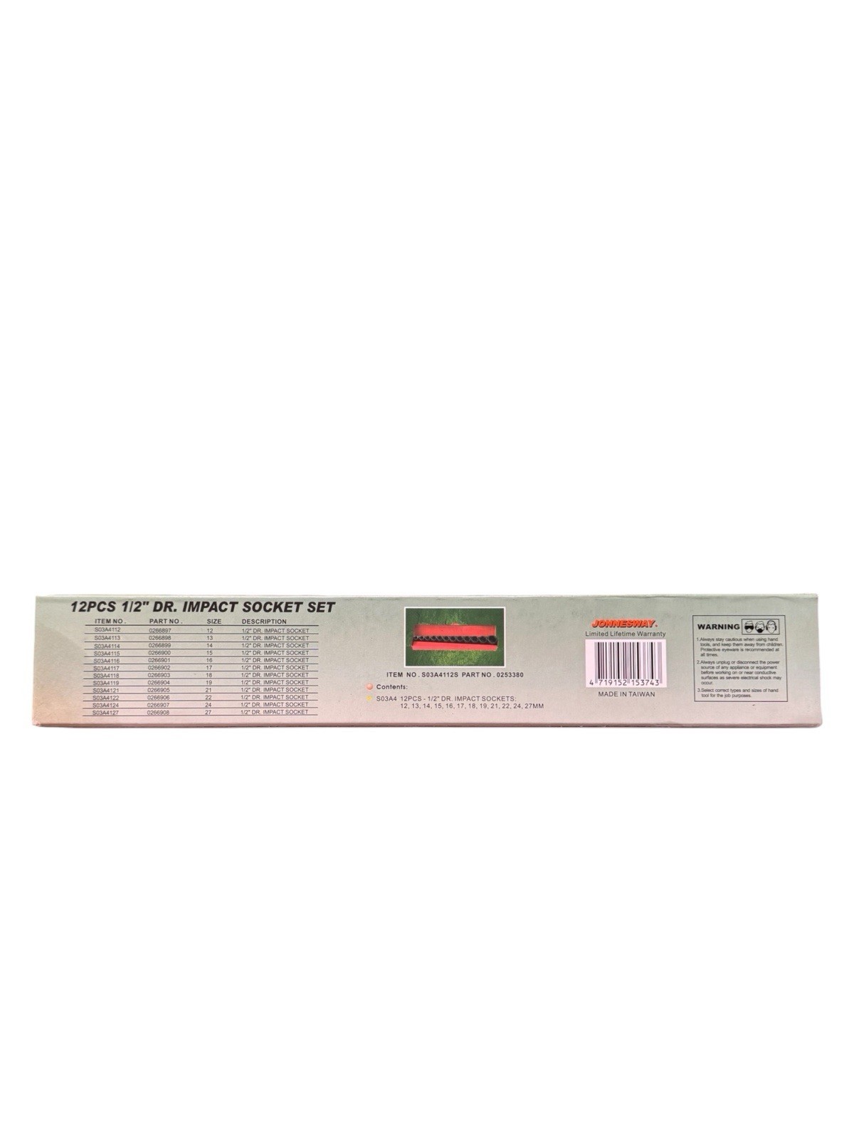 12PCS 1/2 DR. IMPACT SOCKET SET