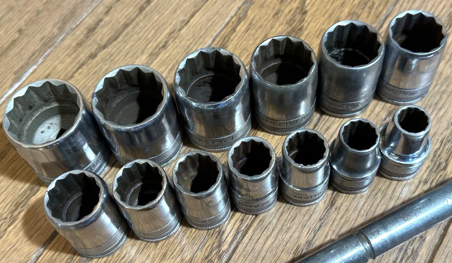 VTG SK Tools KNURLED Socket Set Shallow 1/2″ DR T Handle Breaker Bar Lot 12PT