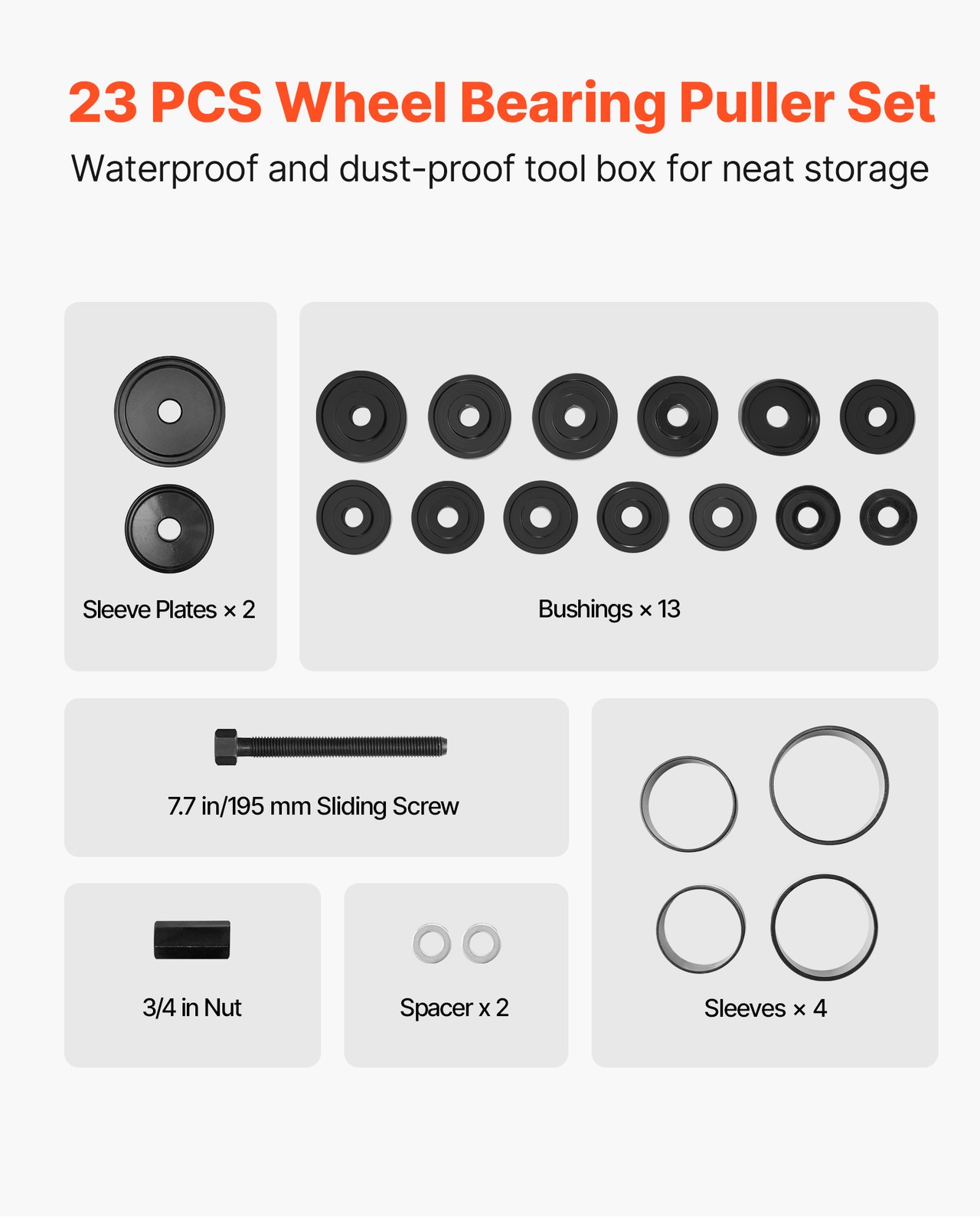 VEVOR Front Wheel Bearing Press Kit Drive Bearing Removal & Installation 23 PCS