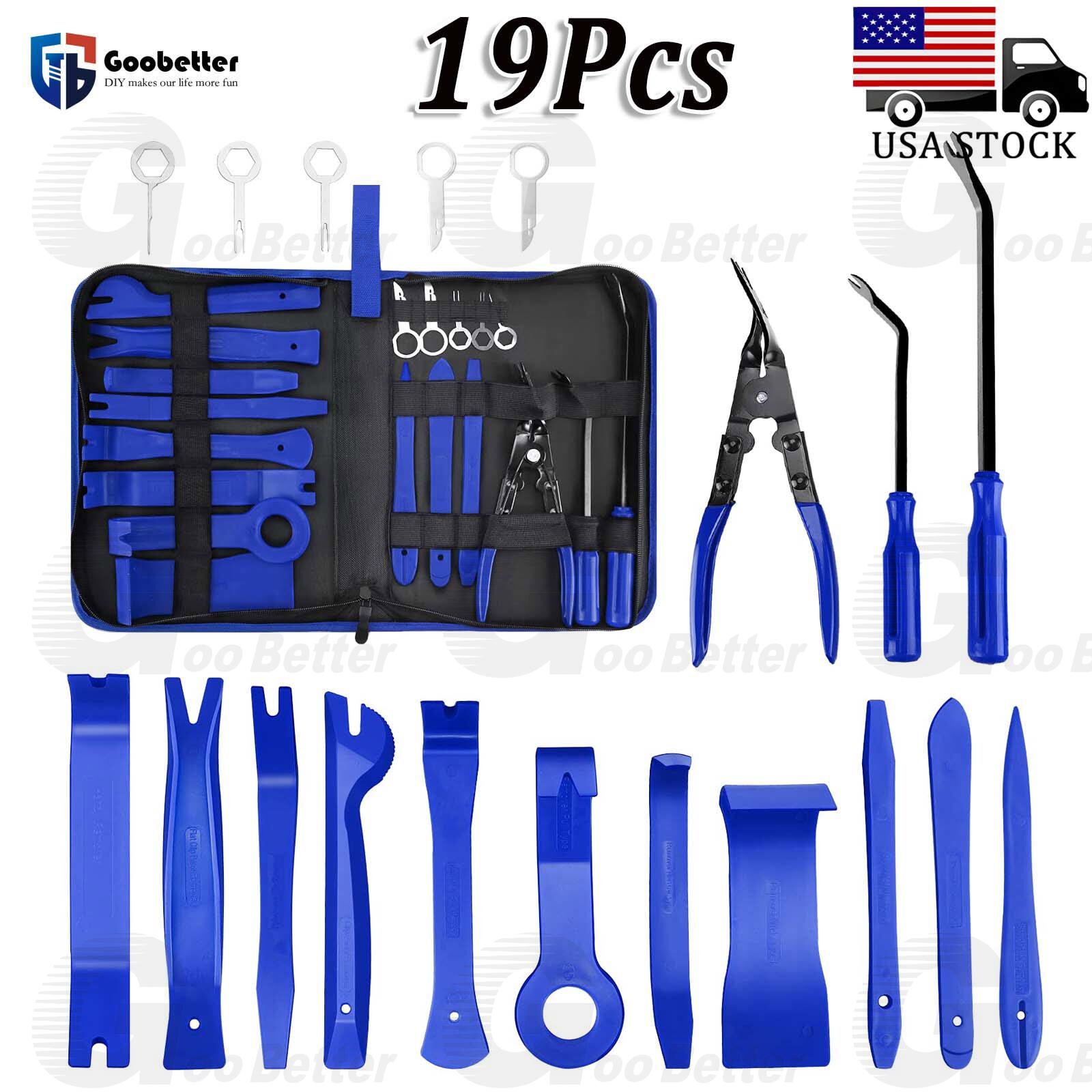 19Pcs Trim Removal Tool Auto Fastener Terminal Remover Tool Clip Pliers Pry Kit