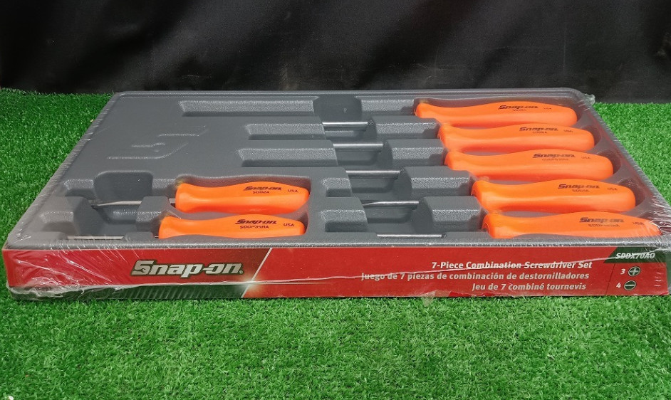 Snap-on SDDX70AO 7pc ORANGE Hard Grip Combination Screwdriver Set New
