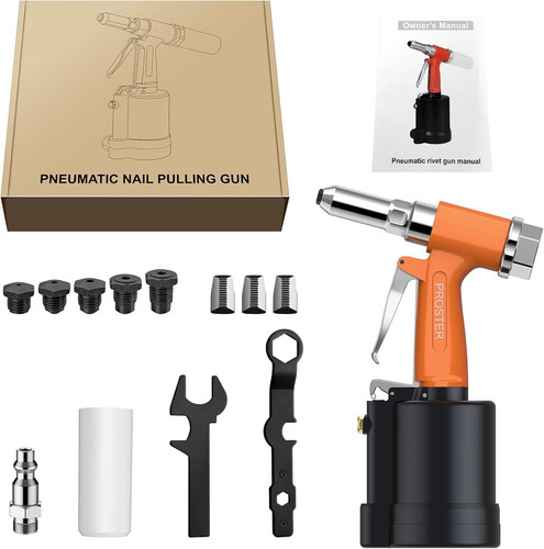 Proster Pneumatic Riveter – 5 Nozzles Rivet Gun, 3924LBF Pulling…