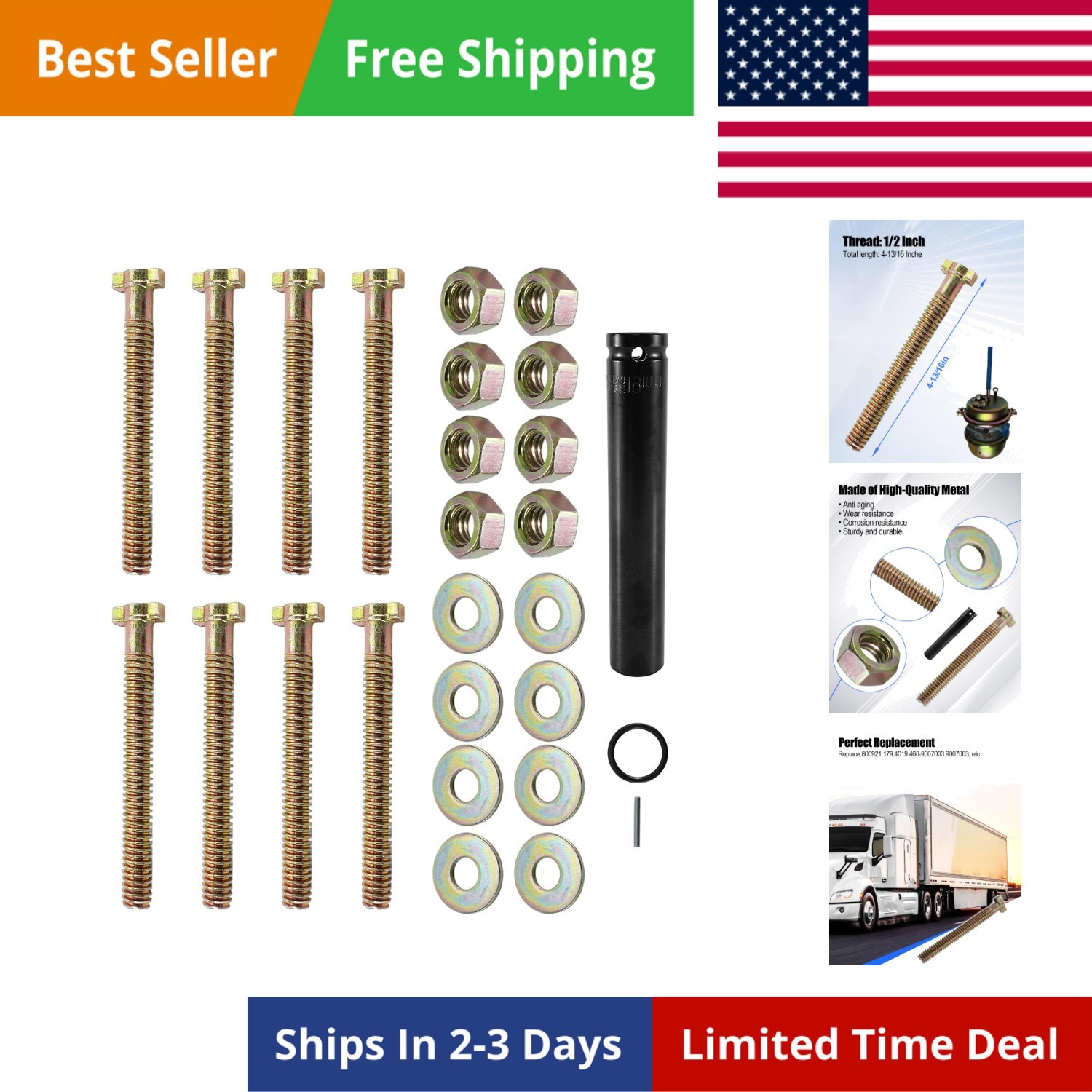 3/4″ Brake Chamber Socket Tool with 8 Pcs TR800921 Brake Cage Bolt, fit for S…