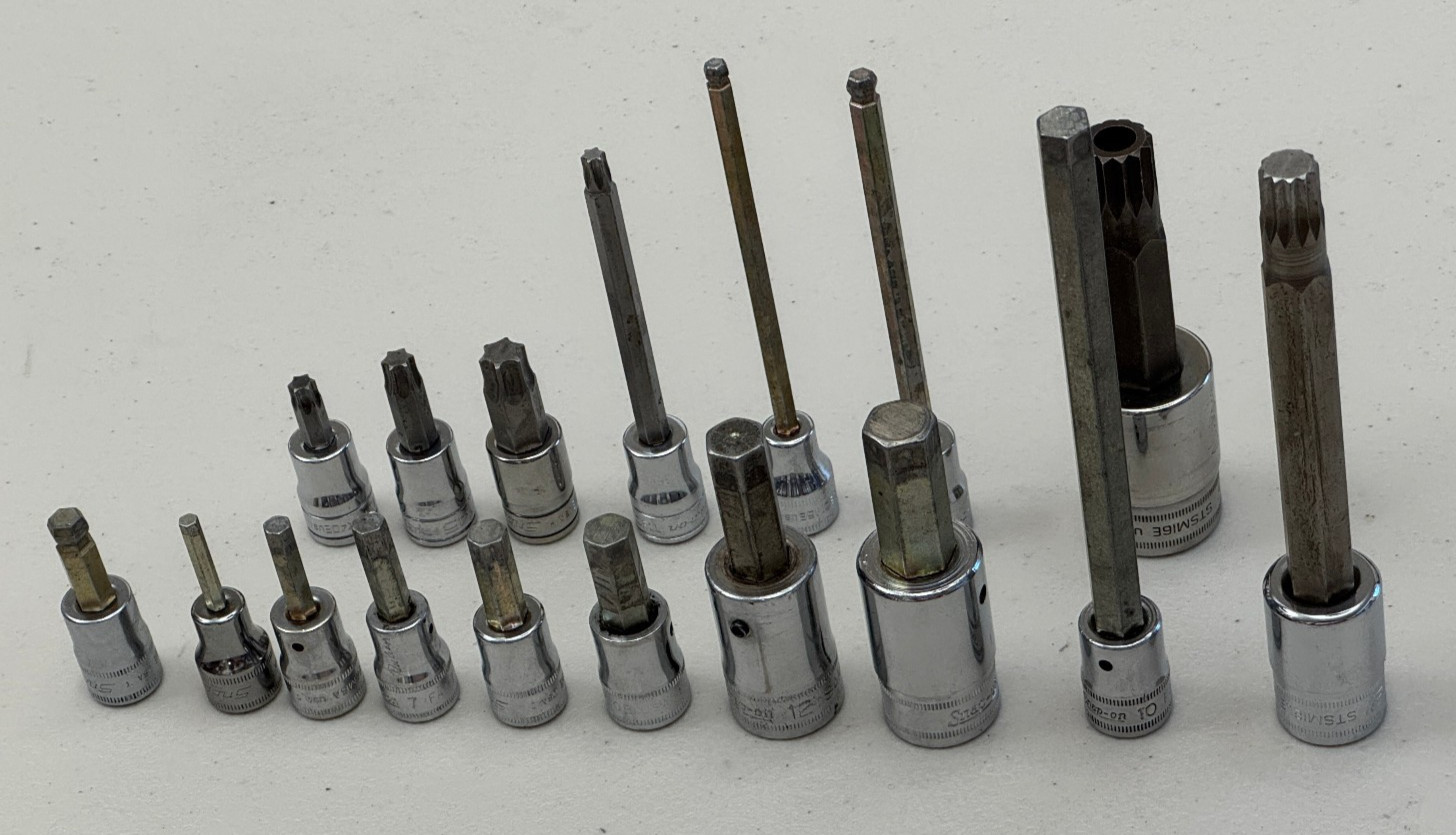 Snap-on 3/8 & 1/2 Dr Metric Bit Sockets ~ 17 Pieces Allen, Torx, Triple Square