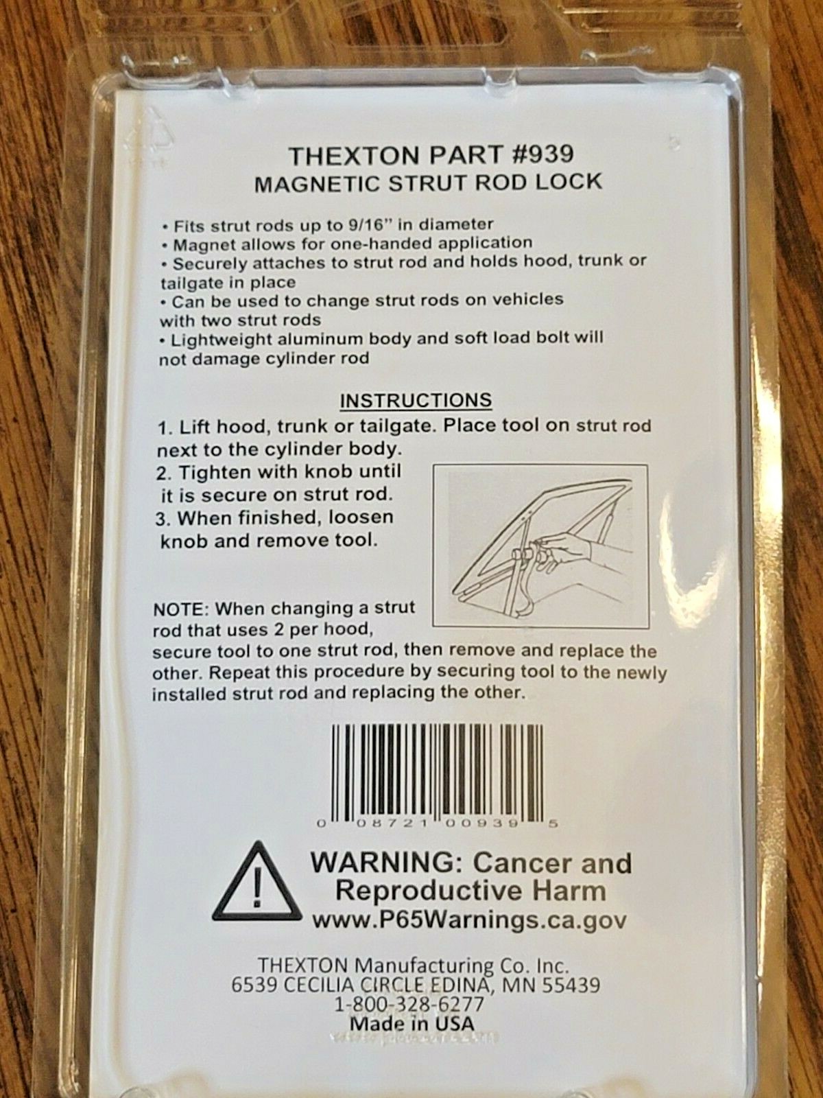Thexton Professional Magnetic Universal Hood/ Tailgate Strut Rod Lock #939
