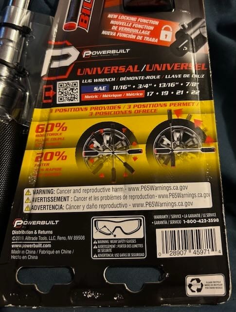 Powerbuilt Billy Club Universal Lug Wrench new 642250