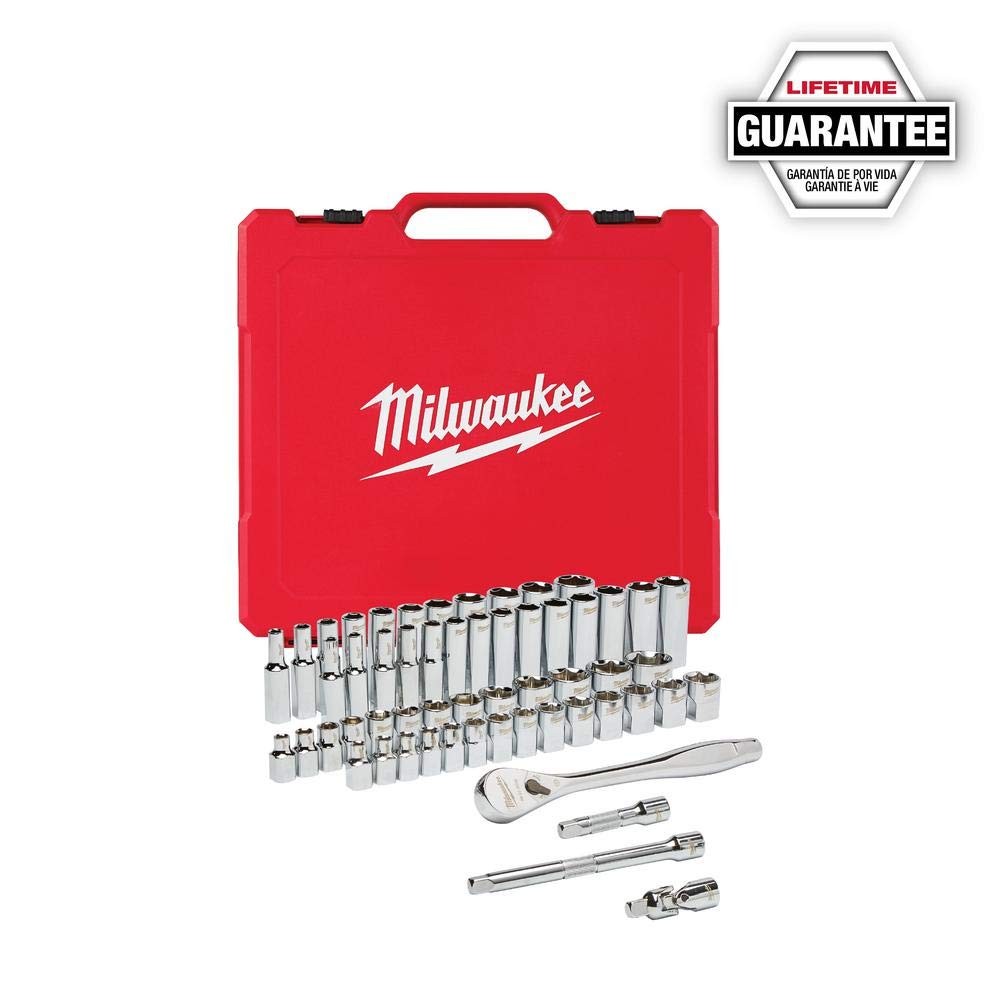 Milwaukee 48-22-9008 56PC 3/8″ Drive SAE/Metric Ratchet & Socket Mechanics Set