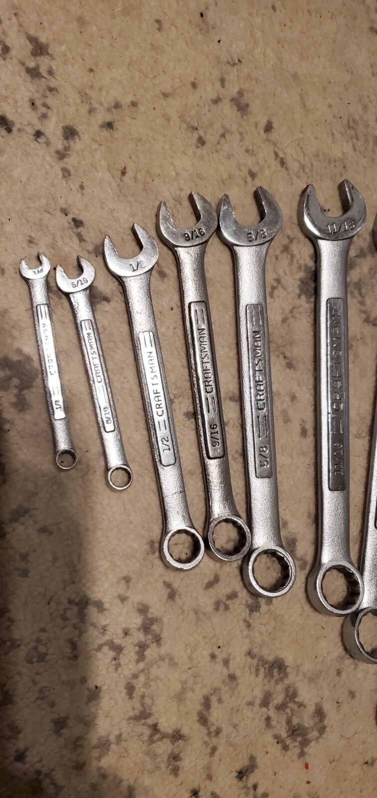 Craftsman Wrenches 44 Series Made In The Usa 1″-15/16-7/8-3/4-11/16-5/8-9/16-1/2