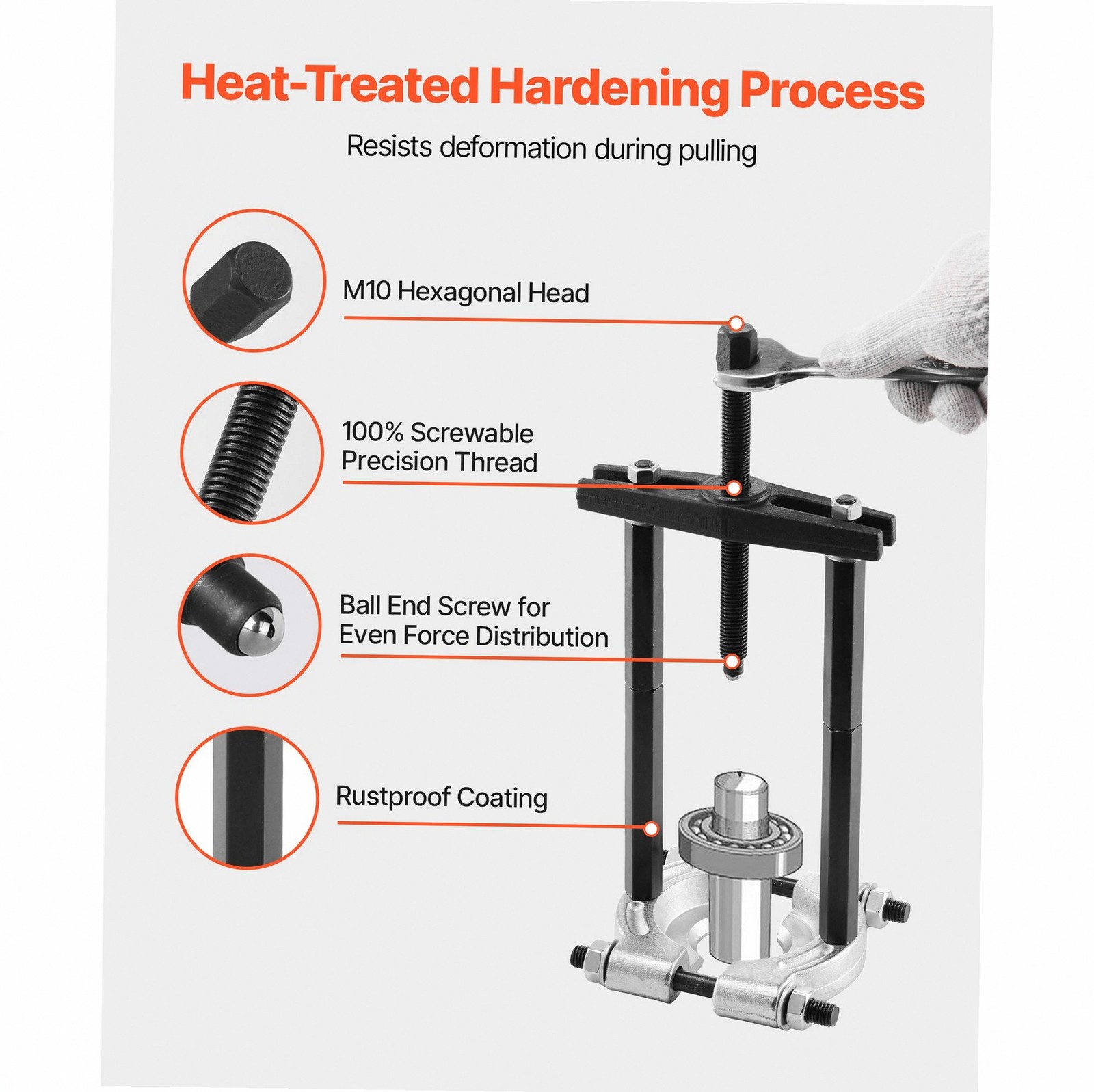 Heat-Treated Steel 5-Ton Bearing Puller Set