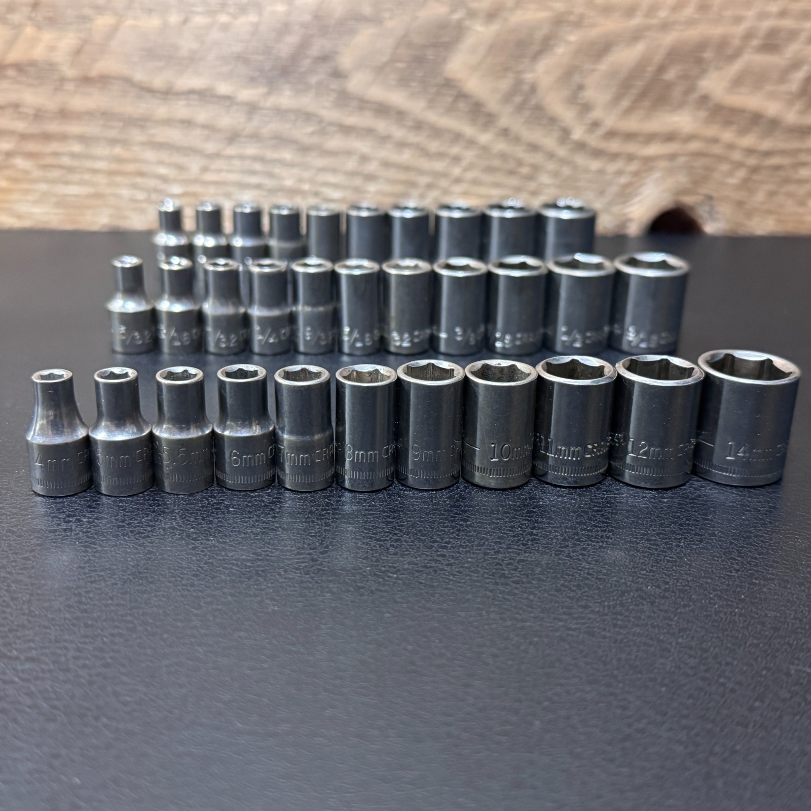 Craftsman S-AC 1/4 Drive Metric & SAE Socket Set STD Deep w/ Ratchet 44807 —65pc