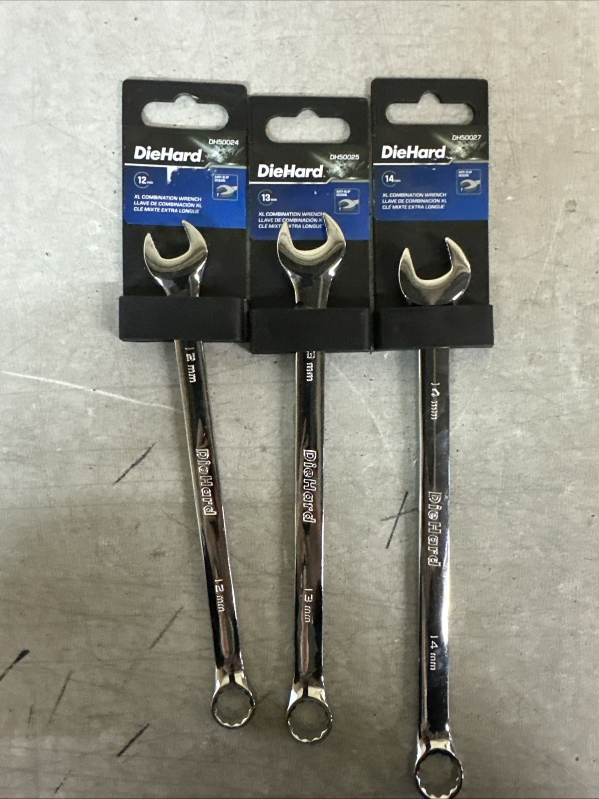 NEW DieHard XL Combination Wrench 3pc. 12mm DH50024 13mm DH50025 14mm DH50027