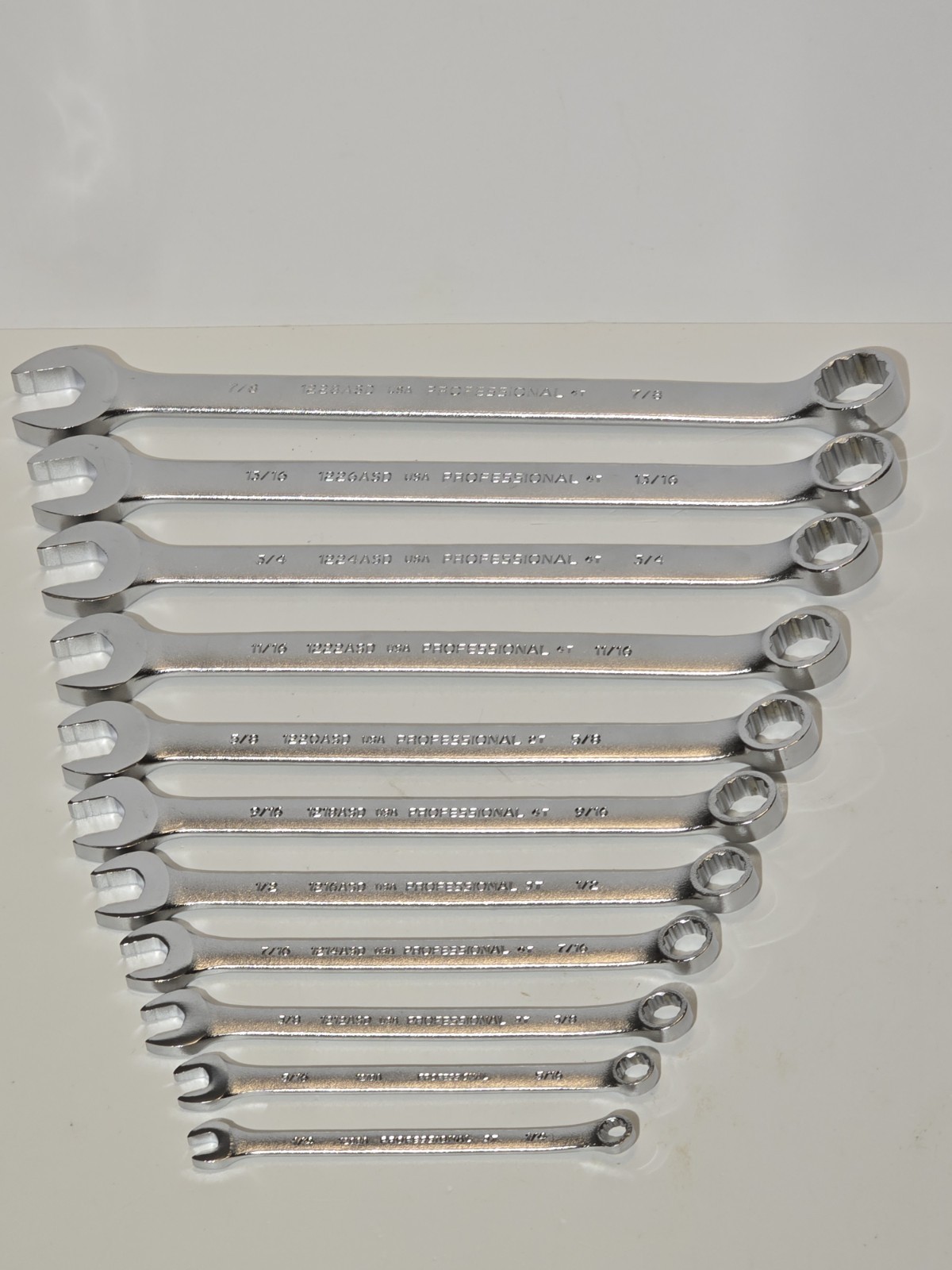 🇺🇸 NEW! PROTO USA ASD Anti-Slip 11 Pc. SAE Satin Chrome Combination Wrench Set