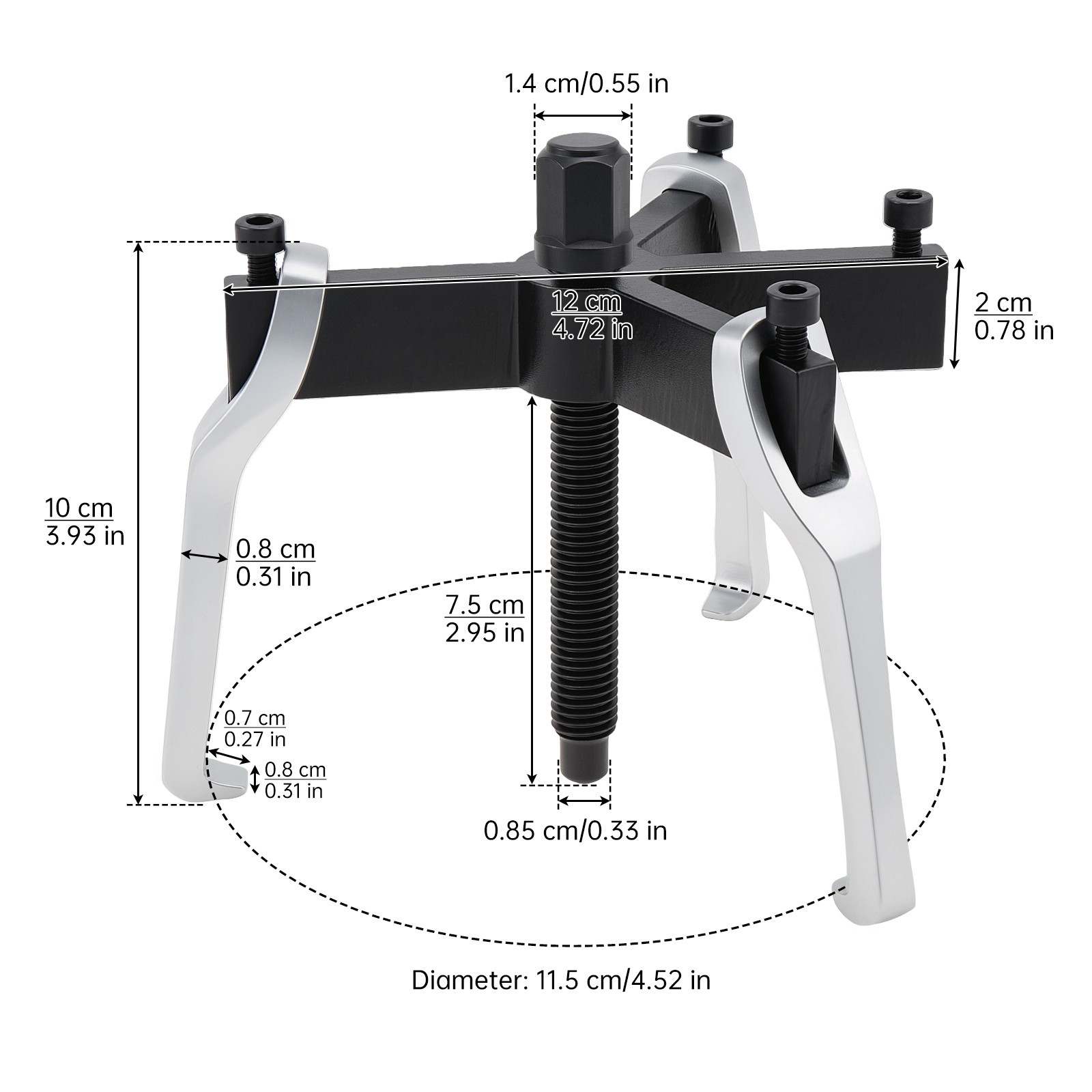 4 Inch Adjustable 3-Claw Bearing Puller for Flywheel Pulley/Gear Bearing Removal