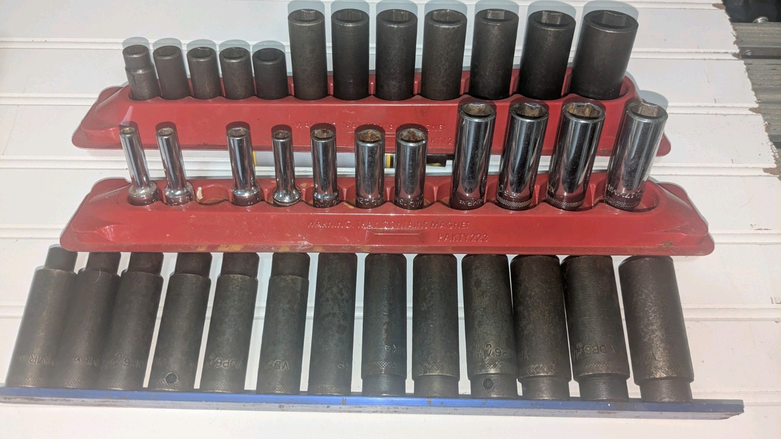 Lot Of 3 Different Mac Metric Socket Sets 3/8″ And 1/2″ Sets Chrome And Impact