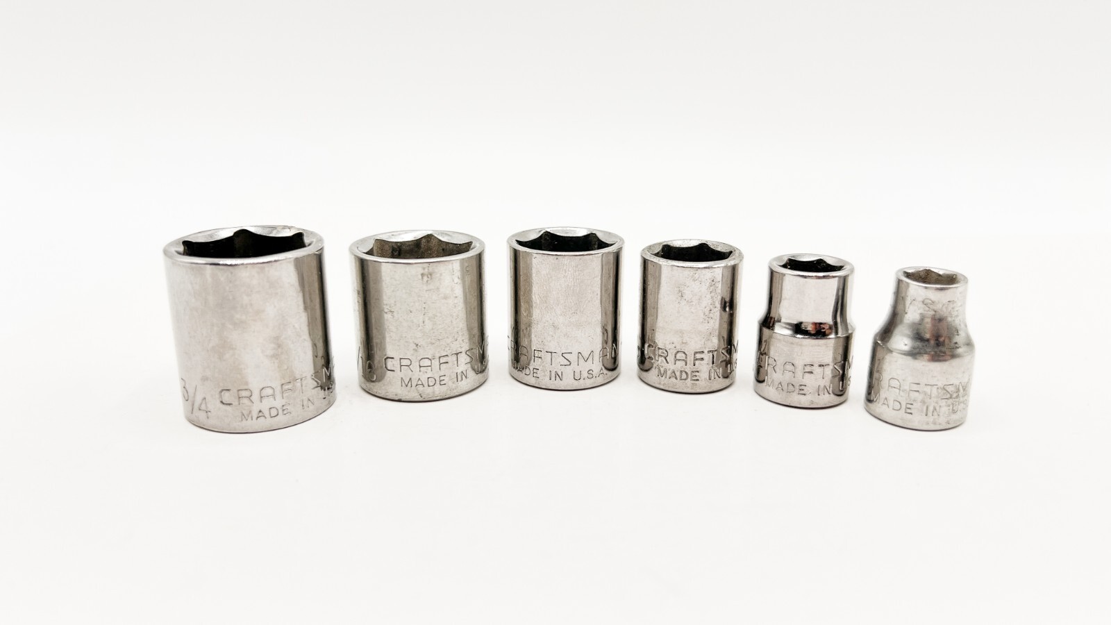 CRAFTSMAN 6-Piece, 3/8″ Drive, 6 Point, SAE Shallow Socket Set, G & G1 Series