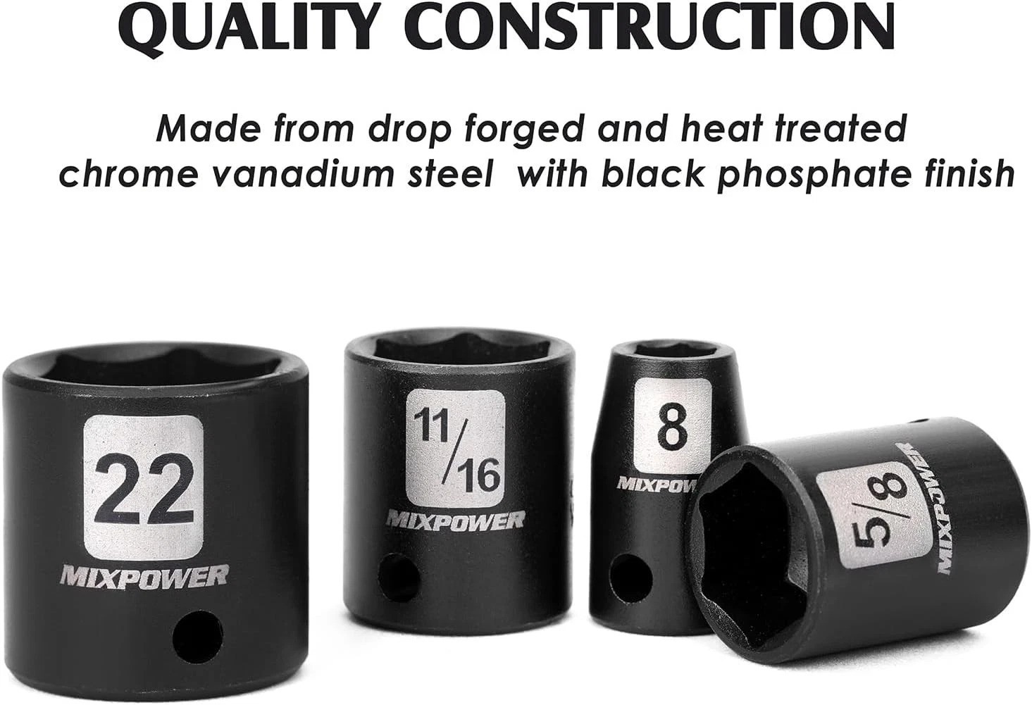 3/8″ Drive Deep Impact Socket Set, 6 Point, 49 Piece Standard SAE and Metric …