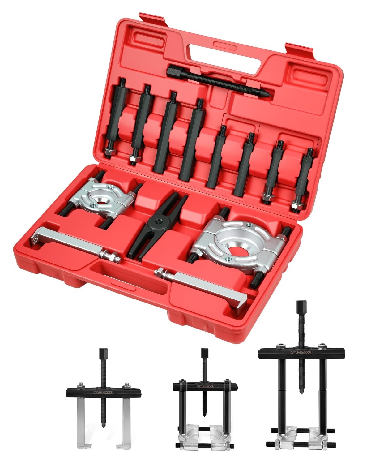14Pcs Heavy Duty Bearing Separator Puller Set – 5 Ton Capacity, Steel Tools, Red