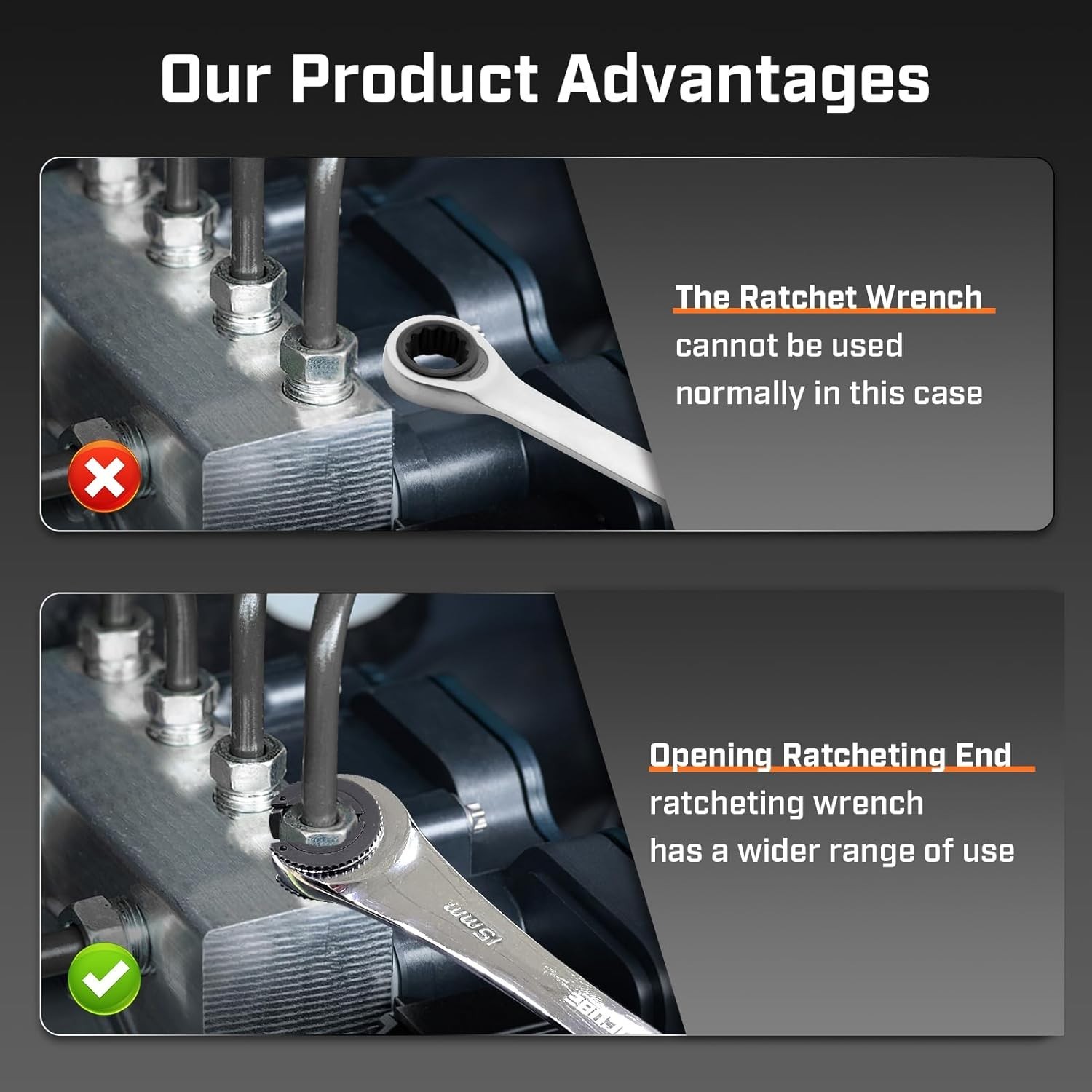 Metric Brake Line Wrench Set 10-17mm – Ratcheting Open-End Tool for Precision