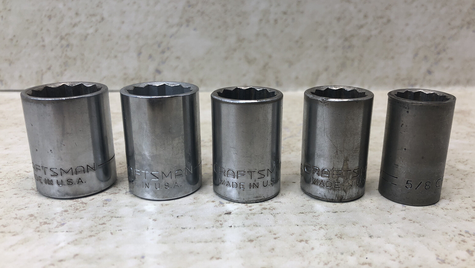 Vintage Craftsman Sockets lot of 5 pcs 5/8” to 7/8” V VV G Series