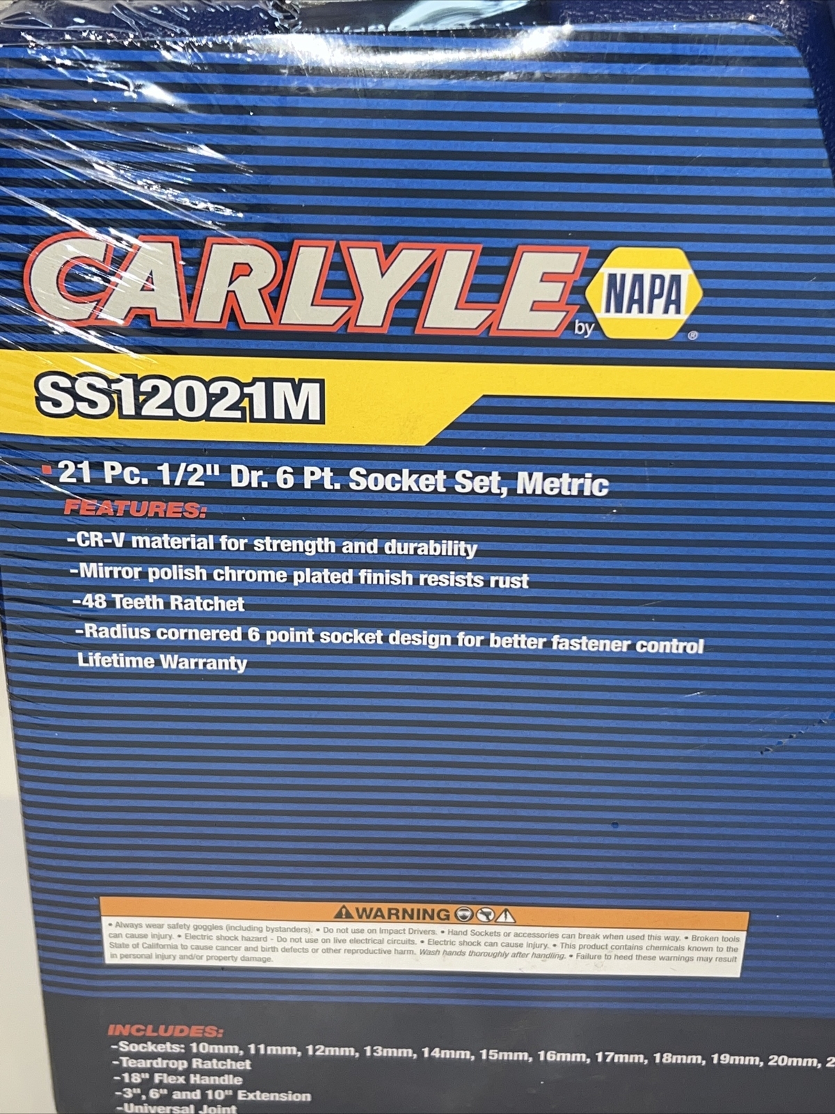 Carlyle Tools by NAPA SS12021M 21pc 1/2″ Dr 6 Pt Socket Set Metric + Accessories